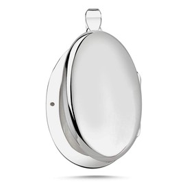 Vinani 2AMB-S Oval Locket Shiny with Snake Chain 925 Sterling Silver Pendant, Sterling Silver