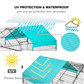 HCY Chicken Coop Metal Chicken Fence Pen Pet Playpen Enclosures with Waterproof & UV Protection Cover, 86’’x 40’’x40’’ Exercise Cage Indoor Outdoor for Small Animals and Poultries