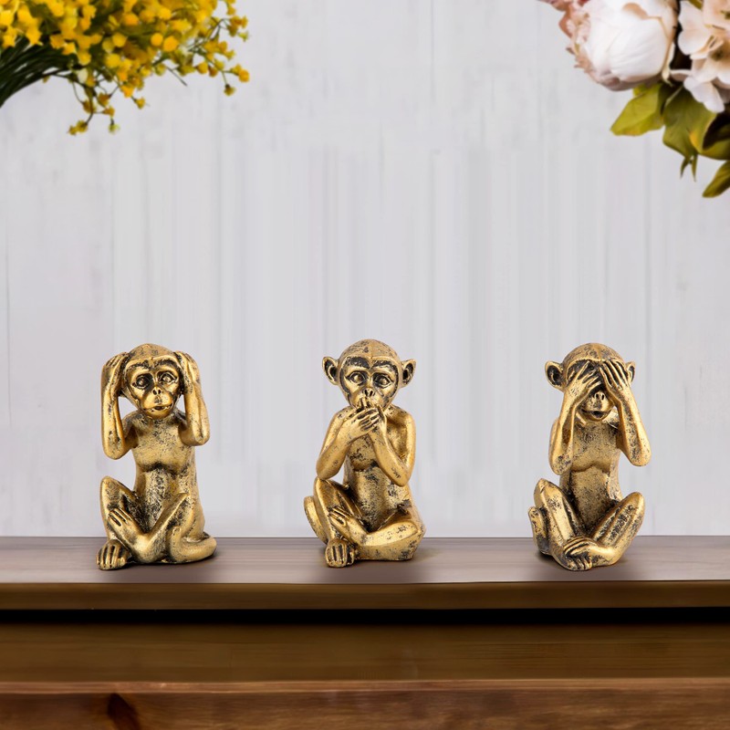 Leekung 3 Wise Monkeys Statue for Home Decor Accents,Hear no
