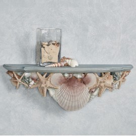 Touch of Class at The Beach Blue Seashell Wall Shelf