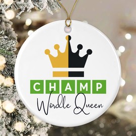 MoltDesigns Champ Wordle Queen Ornament - Funny Word Lover Gift - Wordle Gift for Your Favourite Fan - Decoration Christmas Tree Ornament - Wordle Christmas Ornament Gifts Women Printed on One Side