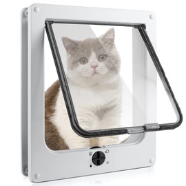 Sailnovo Cat Flap Dog Flap 4-Way Facile Closure for Cats and Small Dogs, Install Easy with Telescopic Frame, Cat Flap Dog Door Cat Door Pet Flap 19 x 22 x 5.6 cm