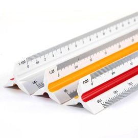 Scale Ruler, Plastic Triangular Ruler, Scale Ruler, 30 cm, Triangular Ruler, Metric Scales 1:20 1:25 1:50 1:75 1:100 1:125