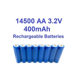 RELIGHTABLE 8-PCS 14500 LiFePO4 AA 3.2V 400mAh Rechargeable Batteries Solar Lights 14500TU8