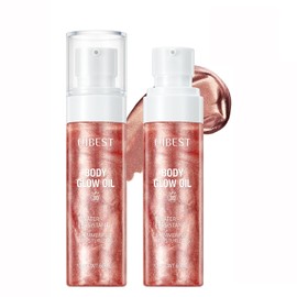 Body Glow Oil, SPF 35 Sunscreen Shimmer Body Oil, Waterproof Non Sticky Moisturizing Coconut, Lightweight Glowing Lotion, Gives Skin a Glowy Finish 2.03 fl oz, ROSE