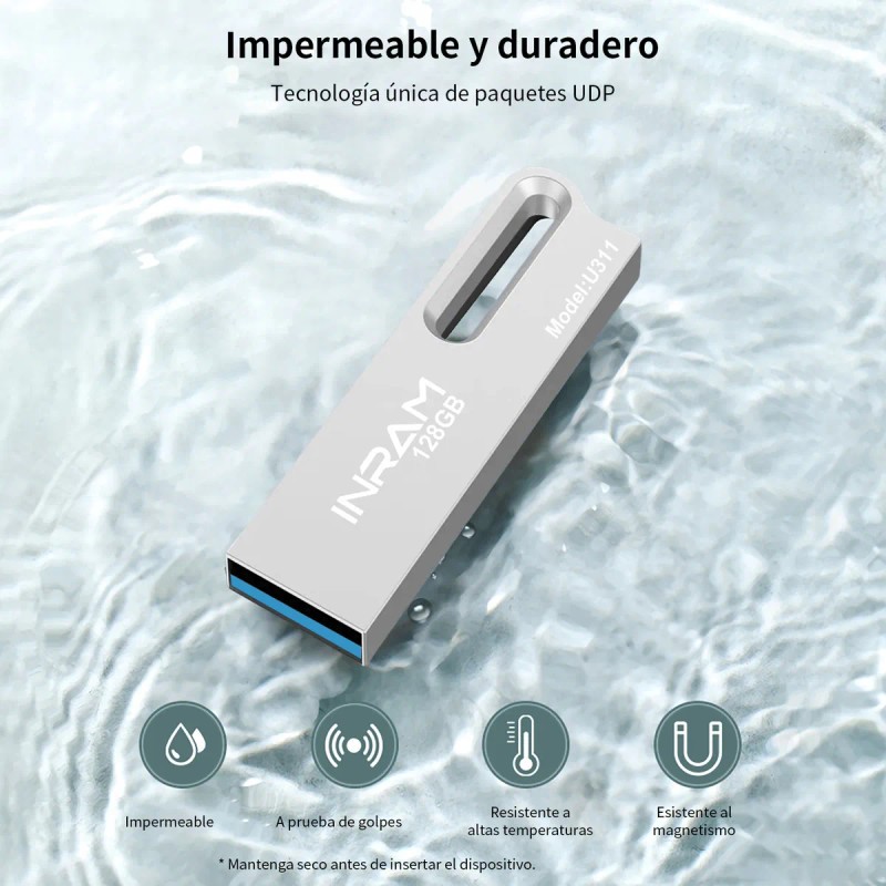Kit 2 Memoria Usb 3.0 U311 128gb Alta Velocidad Plateado
