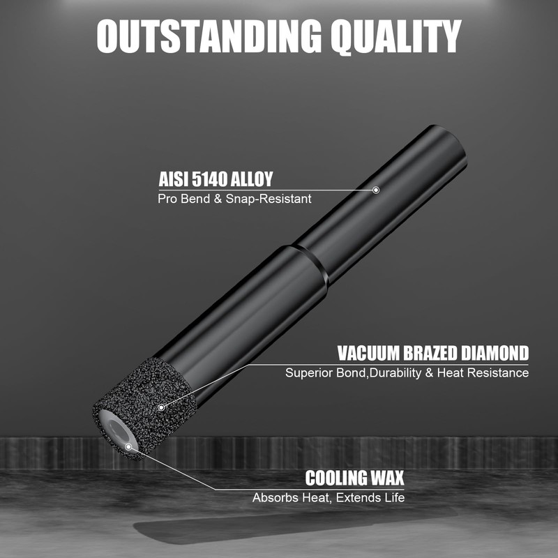 Diamond Drill Bit Set, 6mm to 12mm, 5-Piece Professional Grade,