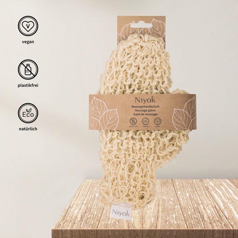 Niyok® Massagehandschuh aus Sisal • Sanfte Reinigung & Massage für