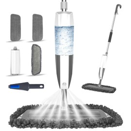 Spray Mop for Floor Cleaning - Microfiber Wet Floor Mop with 3 Washable Pads and Refillable Bottle, Flat Mop with Sprayer for Kitchen Wood Hardwood Laminate Tile Floors Dust Cleaning