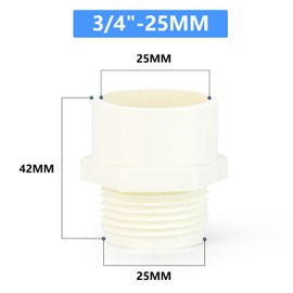 ERGAOBOY 10pcs 3/4" BSP Male Thread to 25MM White PVC Connector PVC Pipe Fittings