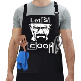 flintronic Funny Cooking Apron Men Women, Waterproof Printed Kitchen Aprons for Men with Three Pockets, Adjustable BBQ Aprons for Kitchen, Restaurant, Coffee House