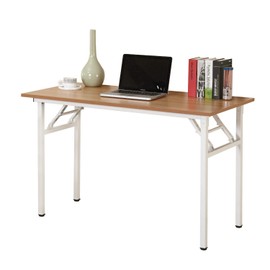 DlandHome 47 inches Folding Table Computer Desk Portable ActivityTable Conference Table Home Office Desk, Fully Assembled Teak and White DND-ND5-120TW