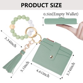 KNGITRYI Small Wallets Woman with Wristlet Keychain Wallet Women RFID Wristlet Wallets for Women Key Chain Wallet (Green)