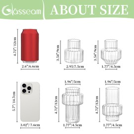 Glasseam Glass Bud Vases for Centerpieces: 4Pcs Clear Small Vase for Flowers Wedding Table Centerpieces - Modern Mini Decorations for Cute Vintage Home Living Room Decor