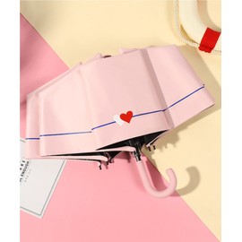 Aimoha UV Protection Parasol, Lightweight, Compact, Rain or Shine, Women's, Rain Umbrella, 8 Ribs, Chic Simple, Folding Umbrella, Folding Umbrella, 11.3 oz (320 g) (Heart Pink) Free