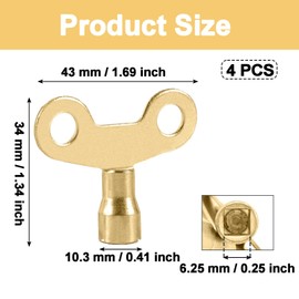 4 PCS Radiator Key, Radiator Bleed Key, Easy to Handle Radiator Key Bleed Key UK with Square Opening for Optimizing Heating Systems, Universal Fit Bleed Key Radiator for Valve Air Venting