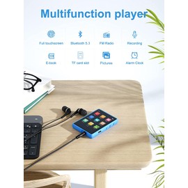 32 GB MP3 Player Bluetooth 5.3 MECHEN 2.4 Inch Touchscreen Portable MP3 Player for Running with Line-In Recording, FM Radio, Speaker, Supports up to 128 GB (Blue)