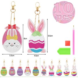 Wishstar Diamond Painting Children's Easter, Rabbit Easter Eggs Diamond Painting Keyring Set, DIY Diamond Painting Set, Easter for Crafts for Children, Easter Gift or Easter Decoration Children