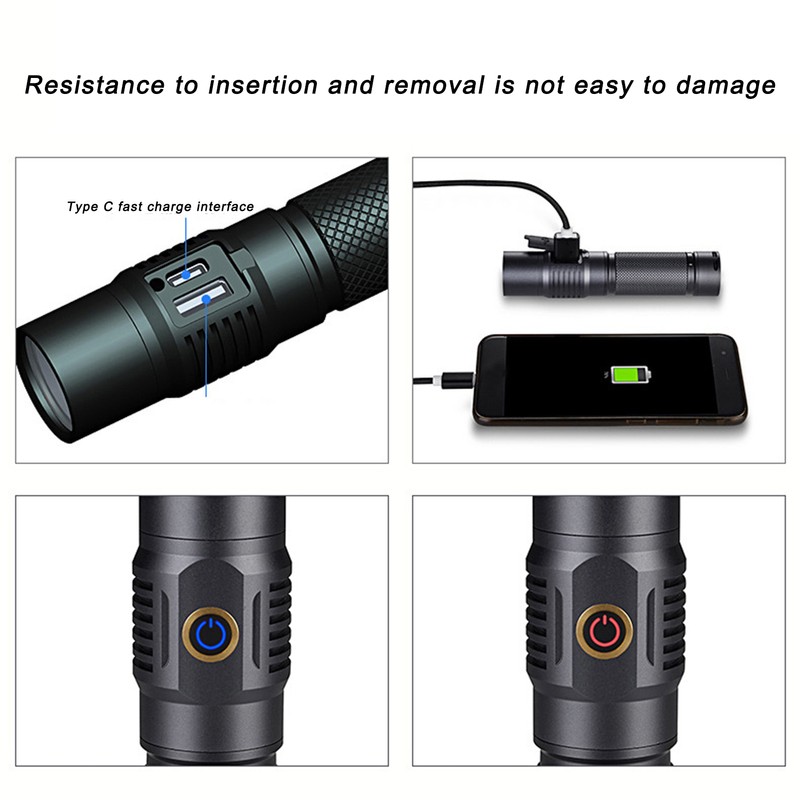 T40 Super Bright Flashlight USB Rechargeable Mini Flashlight for Camping