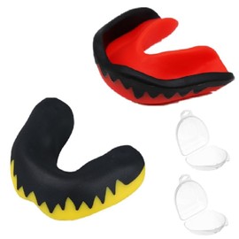 Mundschutz Boxen, Sport, Kampfsport, Sport Zahnschutz Mouth Guard für Alle Vollkontakt-Sportarten Einschließlich Rugby Kampfsport Kickboxen Hockey Boxe (Schwarz-rot, schwarz-gelb)