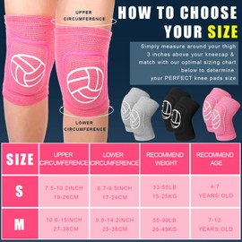 Leyndo 3 Pairs Volleyball Knee Pads for Kids Soft Breathable Non Slip Dance Knee Pads Collision Avoidance Knee Brace for Youth Girls Boys Dance Yoga Running Workout(X-Small,Black, Gray, Pink)