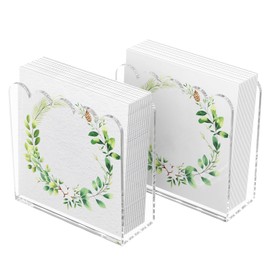 Acrylic Napkin Holder, 2 Pack Clear Scalloped Napkin Dispenser for Table,Kitchen, Bar&Bathroom–Stylish Freestanding Napkin Holder for Restaurant, Dinner, Cocktail & Guest Towel Organization (5x5in)