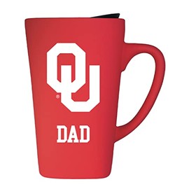 University of Oklahoma Dad 16oz Soft Touch Ceramic Travel Mug with Lid - Red