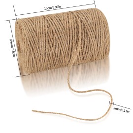 Fulushouxi 3mm Jute Rope 656 Feet/200 m Jute Twine Natural Hemp Rope Heavy DutyJute Sisa...