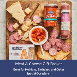 DeLallo Gourmet Snack Italian Gift Basket, Full-Sized Charcuterie Gift Basket for Adults with Artisan Sausage Meat and Cheese, For Christmas and Holidays, Comes with Gift Box