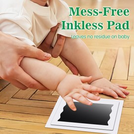 Nabance Inkless Baby Hand and Footprint Kit, Safe No Mess Ink Pad for Baby Hand and Footprints, 2 Inkless Print Pads with 2 Photo Frames, 4 Imprint Cards, Clean Touch Ink Pad for Baby Family Keepsake