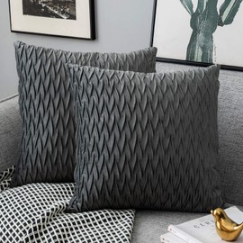 Sunia Cushion Covers Pack of 2, Original Striped Velvet Cushion Covers for Home Bedroom Decor