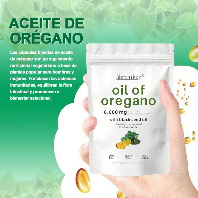Abronikey Aceite De Orégano Cápsula Blanda 6000mg 300 Cáps