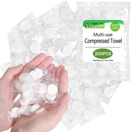 Yihurlm Compressed Towels,200PCS Portable Compressed Towel Tablets,Mini Compressed Coin Tissue,Disposable Compressed Cotton Coin Tissue Towel for Travel Camping Sport,Home Hand Wipes