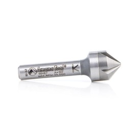 Amana Tool CNC Solid Carbide 5 Flute Countersink and Chamfer Router Bit, 46467, 90 Degree Angle x 1/2 D x 1/4 CH x 1/4 Shank x 1-3/4 Inch Long