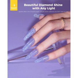 BURANO Reflective Glitter Gel Nail Polish, 2 Bottles UV Sparkle Nail Polish Purple Blue Gel, 7.3ml Holographic Glitter Polish Curing Need for Nail Salon Home DIY S9 S23