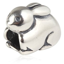 Lucky Rabbit Charm 925 Sterling Silver Animal Charm Birthday Charm Christmas Charm for Pandor Charm Bracelet (Rabbit)