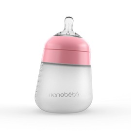 Nanobébé, Biberón de Silicón 270 ml./ 9Oz., Color Rosa