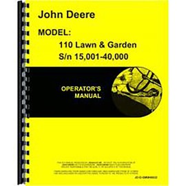 RAParts New Operators Manual Fits John Deere 110 Lawn & Garden Tractor