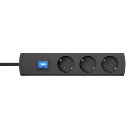 Kopp DUOversal® Plus 3/6-Way Power Strip 3 m with Double Slots + Switch + Large Distance + Touch Protection I Multiple Socket Screwable I Anthracite - 233905019
