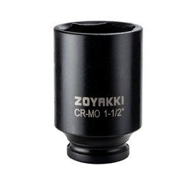 ZOYAKKI 6-Point 1/2-Inch Drive Deep Impact Socket- 1-1/2" (SAE), CR-MO, 1/2-inch Drive 6 Point Axle Nut Socket for Easy Removal of Axle Shaft Nuts (1-1/2")