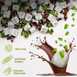 Chocolate Filled Candy - 1 Pound Bulk Bag - Arcor Chocolate Mints Hard Candy, Approx 80 Pieces, Naturally Flavored Treats