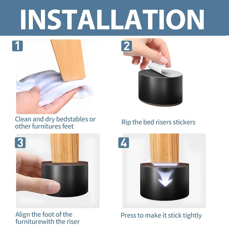 Mswinnie 4 Pack Furniture Risers 2 Inch,for desk couch sofa