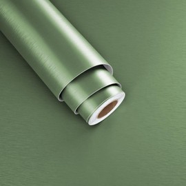 Wallderful Green Metallic Wallpaper Brushed Stainless Steel Contact Paper for Appliances Green Wall Paper for Cabinets Backsplash for Kitchen Peel and Stick Countertops Fridge Covers Dishwasher Metal