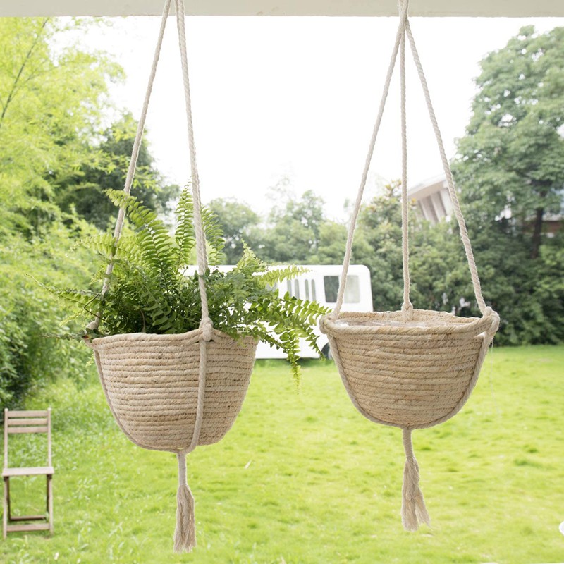 Natural Hanging Seagrass Plant Baskets Dural Layer Flower Planting Basket