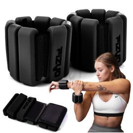 Fizyo Adjustable Wrist Weights - Set of 2 Durable Portable Wrist and Ankle Weights for Yoga, Dance, Barre, Pilates, Cardio, Aerobics, Walking (Black, 900g)