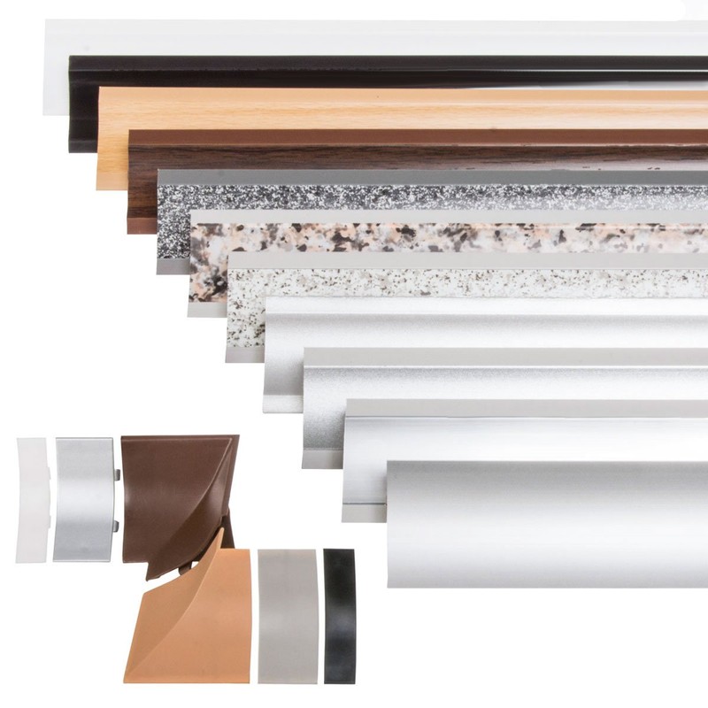 HOLZBRINK Kitchen End Strip, Full Aluminium Kitchen Strip, White, Wall