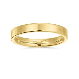 Plain Simple Thin Cigar Flat Couples Titanium Wedding Band Rings for Men for Women Polished Gold-Tone Comfort Fit 3MM