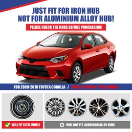 NIXON OFFROAD 16 Inch Hubcaps for Toyota Corolla 2009-2019 [Only Fit Steel Wheel] Wheel Rim Cover (Set of 4) ABS+PC Hub Caps Replacement for Car (Black Lacquer, 5110Style)