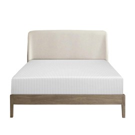 Hotel Quality Double Fitted Sheet – 30 cm Extra Deep Fitted Bed Sheets Satin Stripe Hypoallergenic Durable and Easy Care (White, Double)