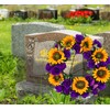 SUHOOKOO Cemetery Wreaths for Grave Decoration,Golden Sunflower and Purple Rose,